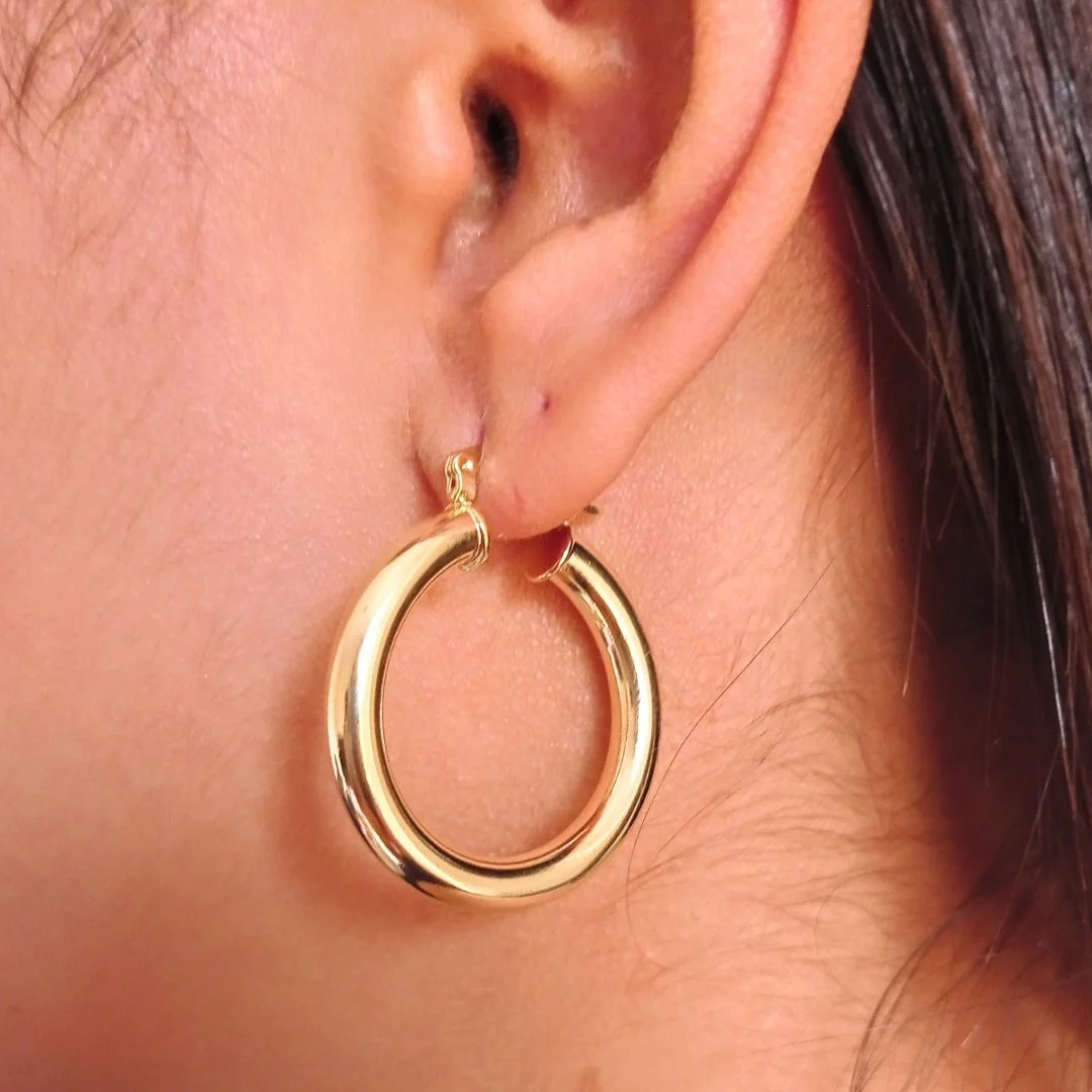 Piercing Fake Argola Tubo Banhado Em Ouro 18k